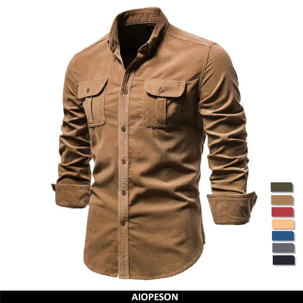 Men's Business Casual Corduroy Shirt GLR SHOPPING
