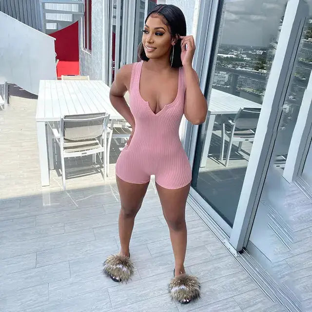 Summer Ribbed Knitted Playsuit GLR SHOPPING