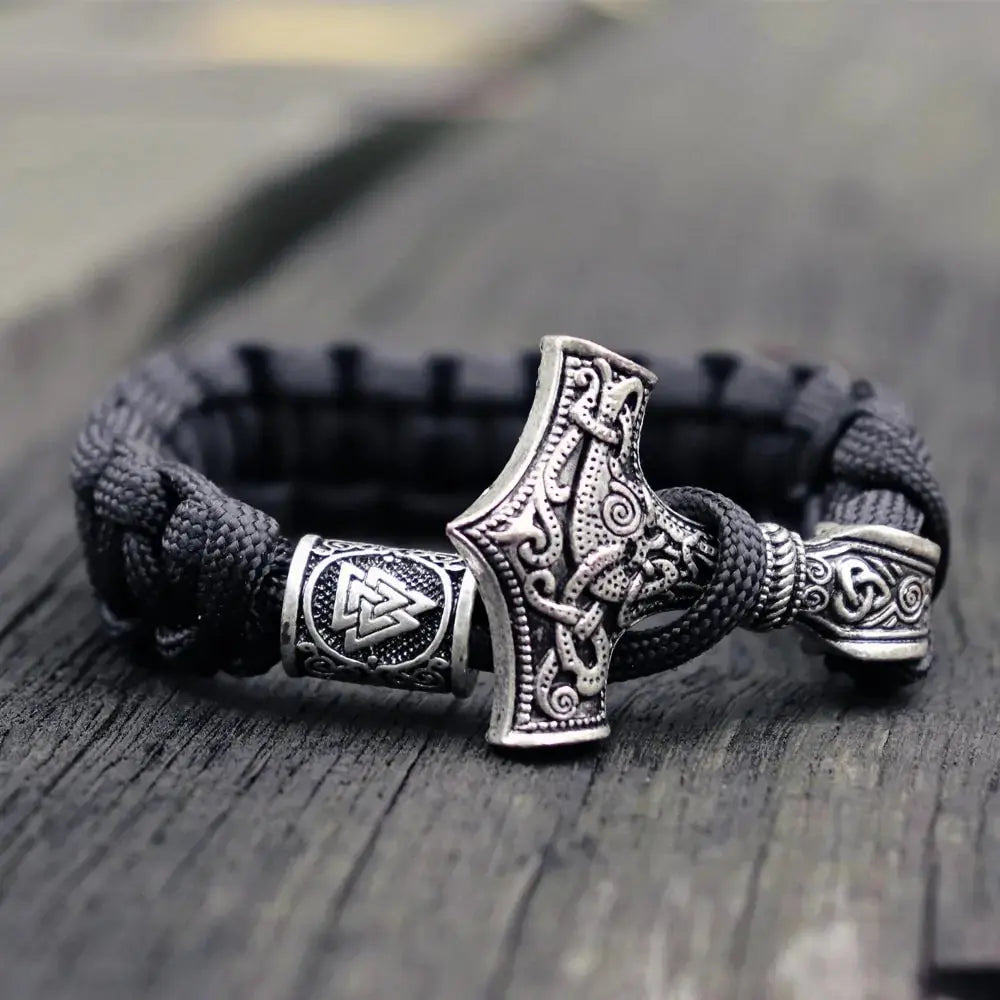 Thor's Hammer Mjolnir Leather Bracelet GLR SHOPPING