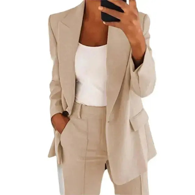 Solid Color Blazer Long Sleeve GLR SHOPPING