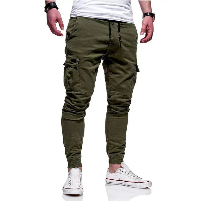 Men's Slim Fit Ankle-tied Pencil Pants with Drawstring and Side Pockets GLR SHOPPING
