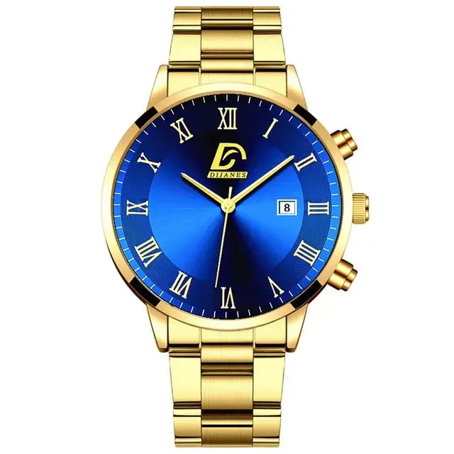 Fashion Mens Gold Stainless Steel Watches Luxury Minimalist Quartz Wrist Watch Men Business Casual Watch - GLR SHOPPING