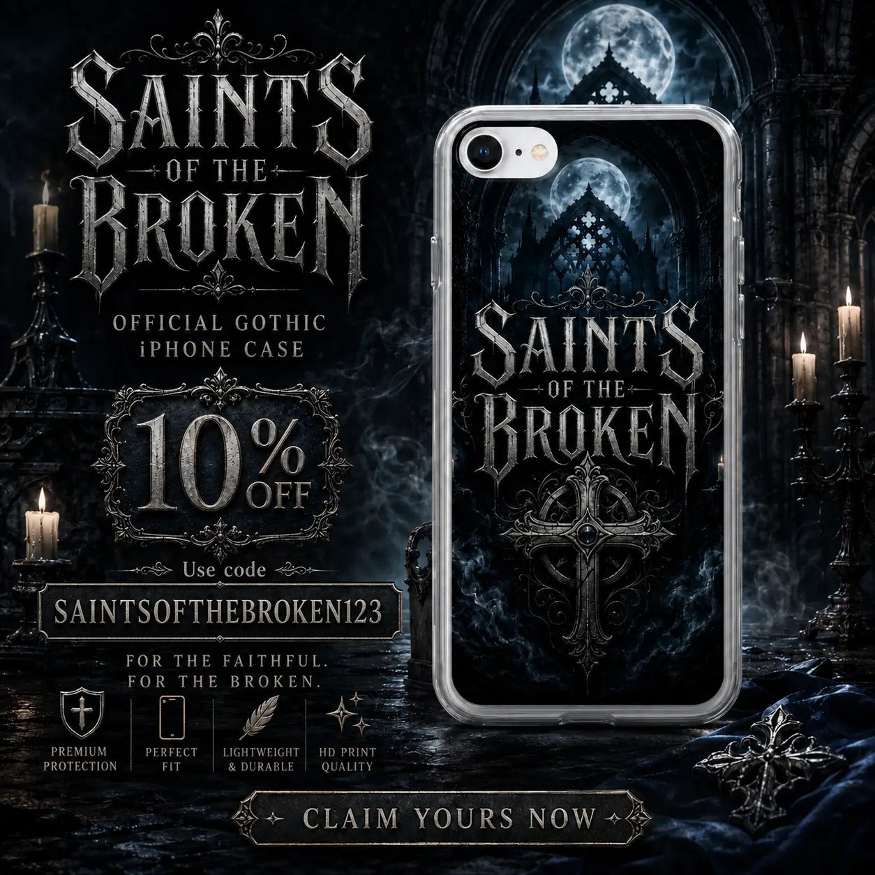 Saints of the Broken Gothic Clear Case for iPhone® GLR SHOPPING