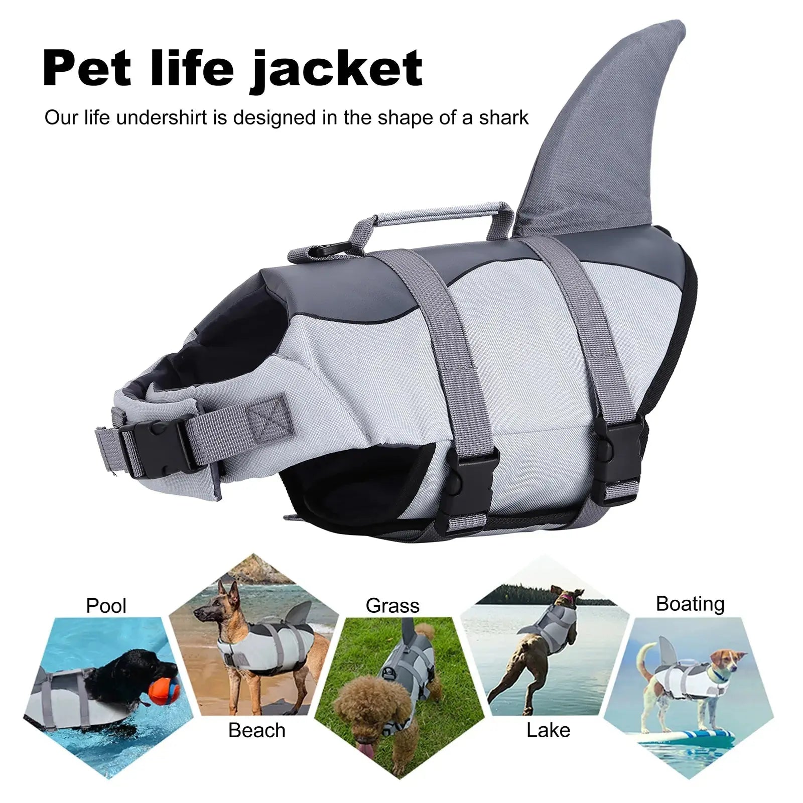 Adjustable Shark Vests For Dog GLR SHOPPING