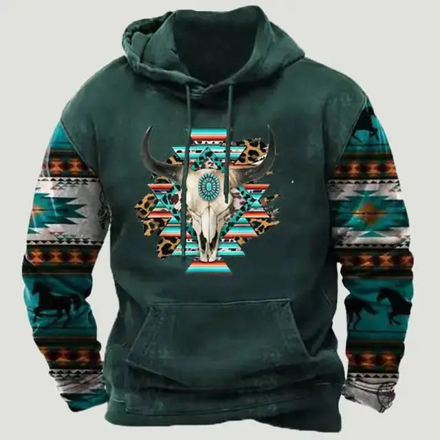 Western Aztec Patchwork Hoodie GLR SHOPPING