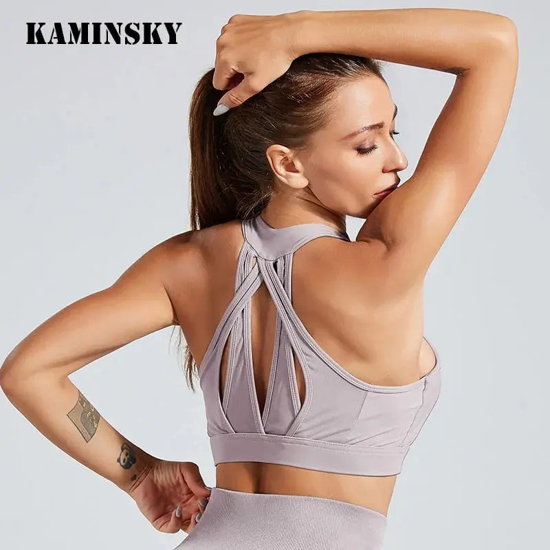 Kaminsky Women Workout Fitness Bra: Mesh Patchwork Tank Top GLR SHOPPING