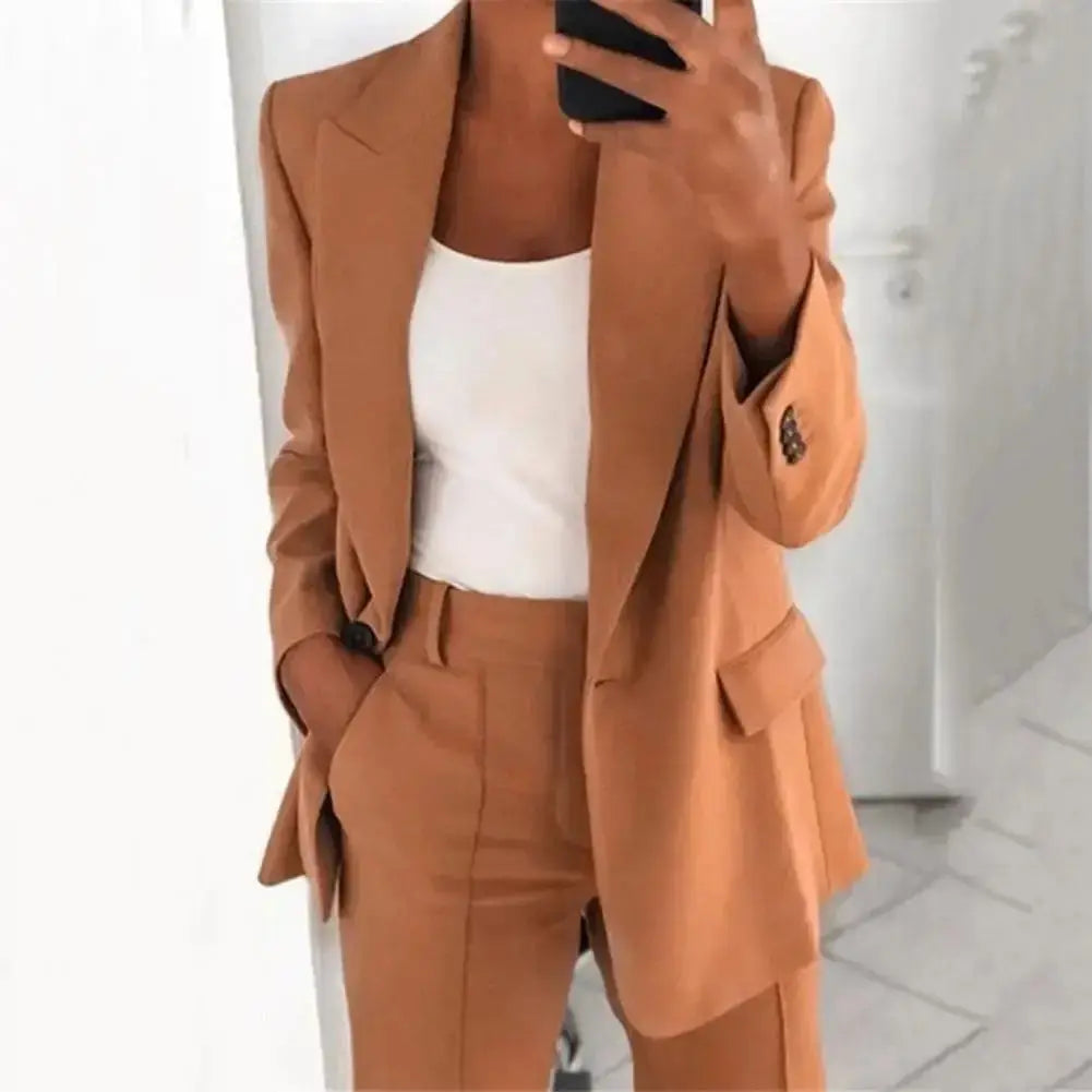 Solid Color Blazer Long Sleeve GLR SHOPPING