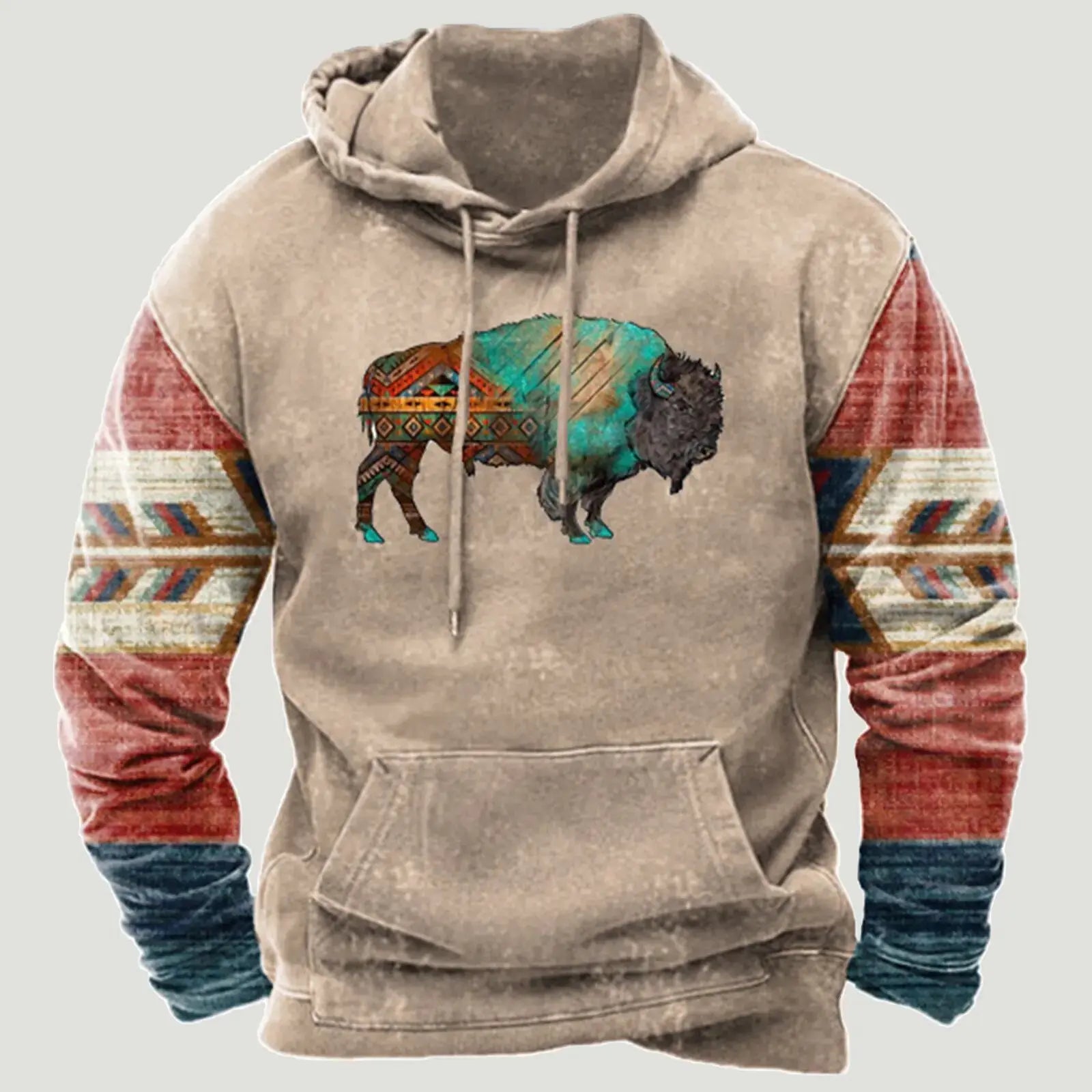 Western Aztec Patchwork Hoodie GLR SHOPPING