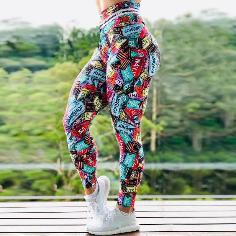 S-3XL New arrival Women Leggings Workout Sport Legging Digital Print Stretch Fitness Running Pants High Waist Push Up Leggins GLR SHOPPING