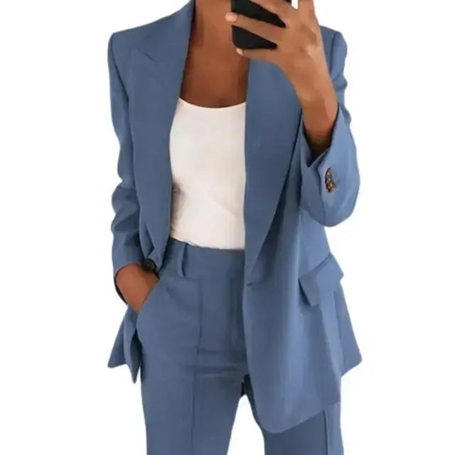 Solid Color Blazer Long Sleeve GLR SHOPPING