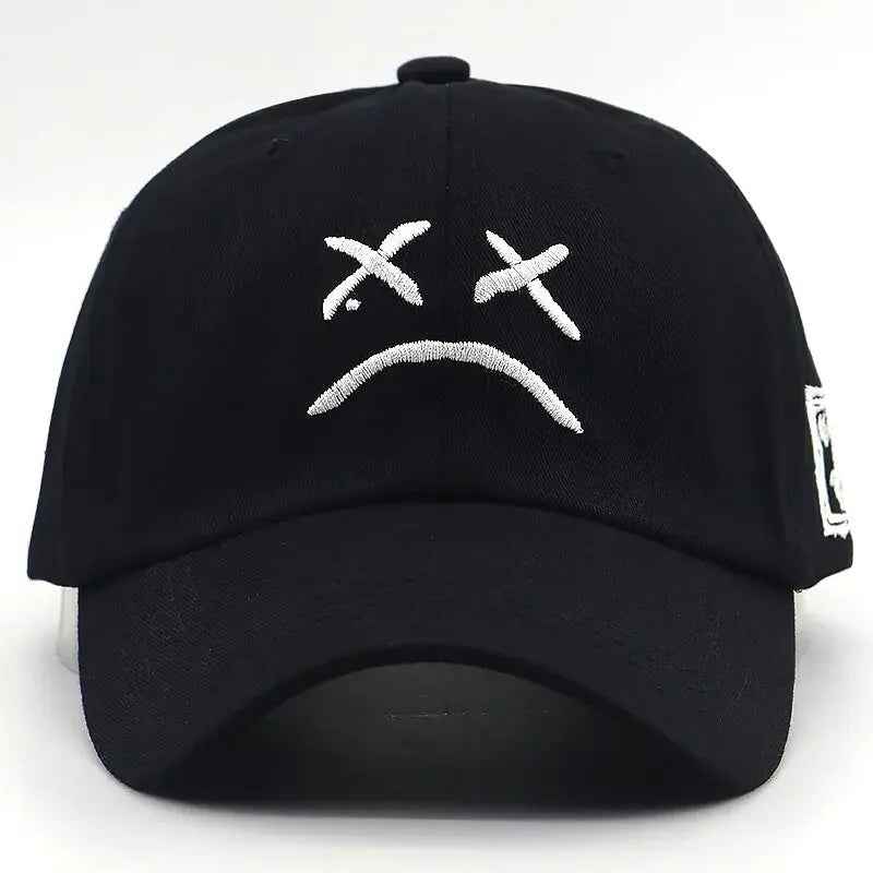 Sad Face Embroidered Baseball Cap: Adjustable Cotton Snapback Hat GLR SHOPPING