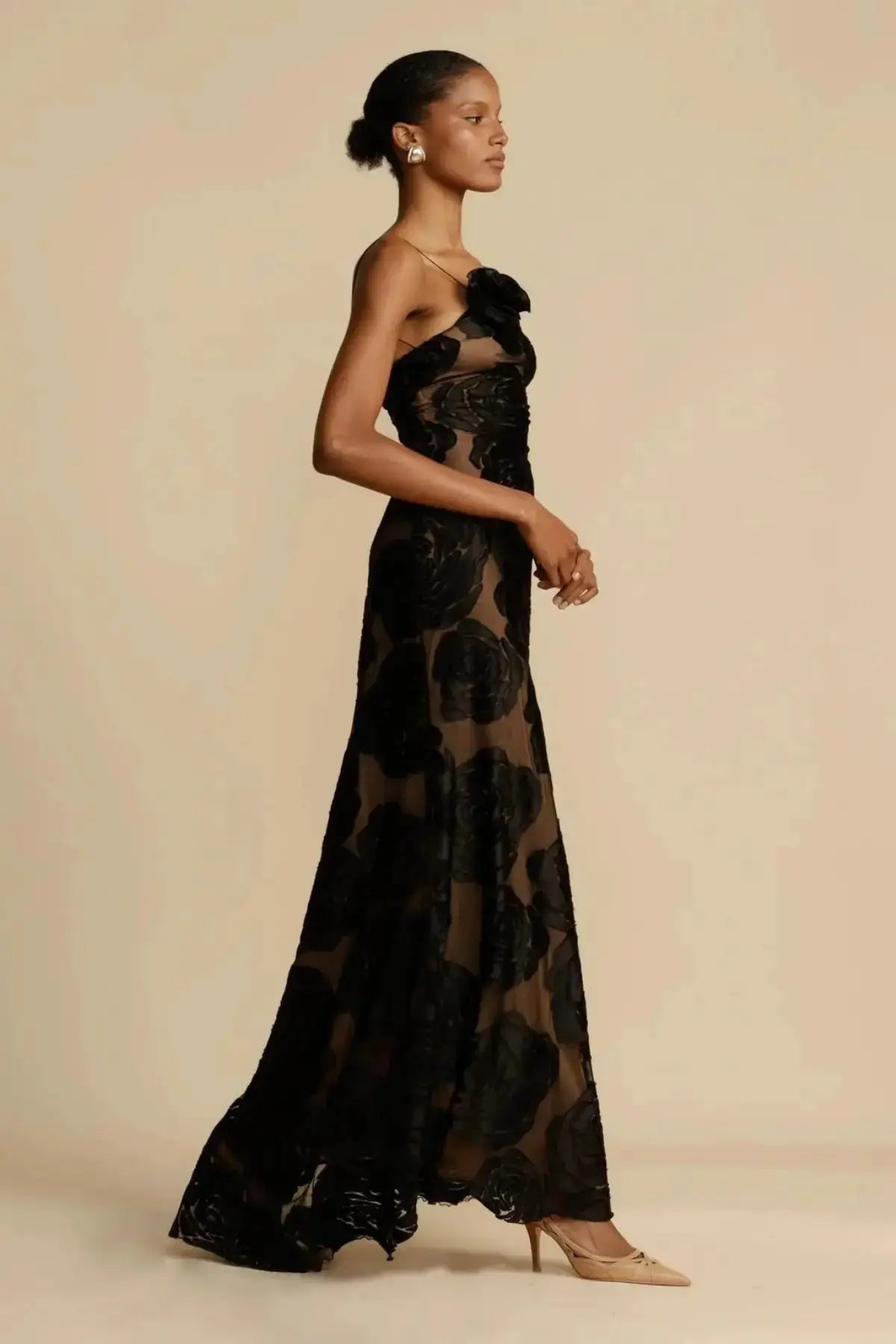 Diagonal Collar Evening Dress GLR SHOPPING