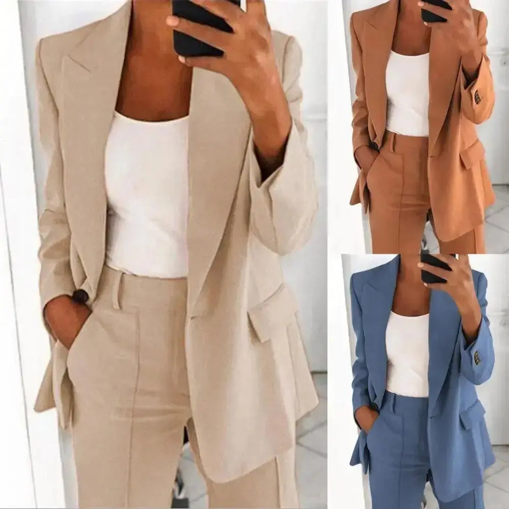 Solid Color Blazer Long Sleeve GLR SHOPPING