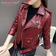Autumn New Short Faux Soft Leather Jacket Women Fashion GLR SHOPPING