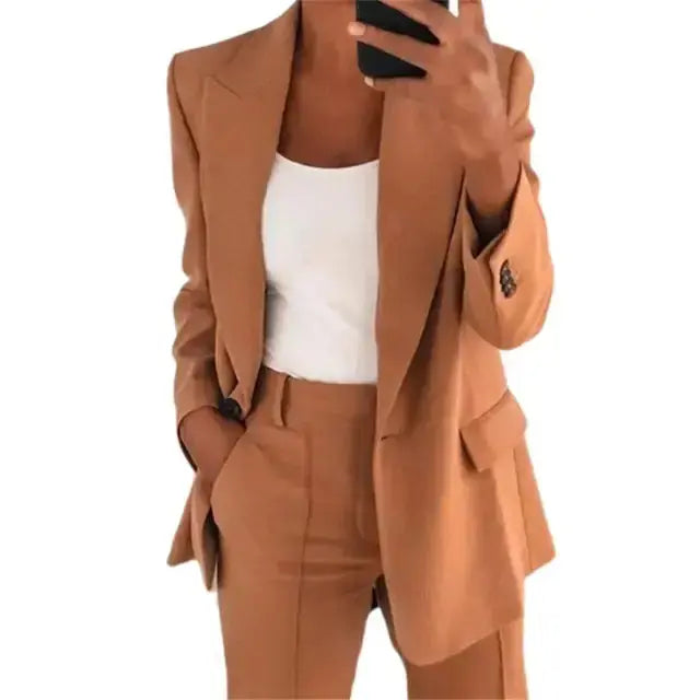 Solid Color Blazer Long Sleeve GLR SHOPPING