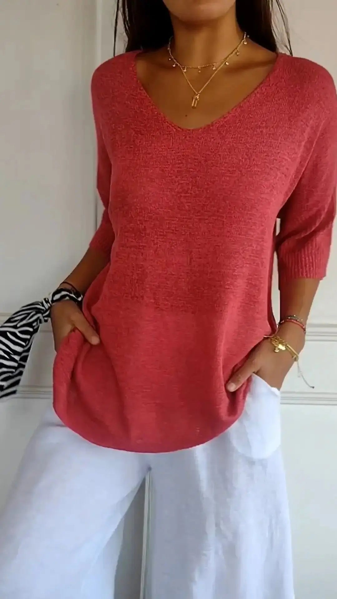 Trendy V-Neck Top GLR SHOPPING