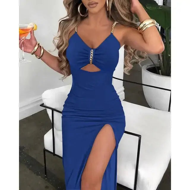 V-Neck High Slit Dress GLR SHOPPING