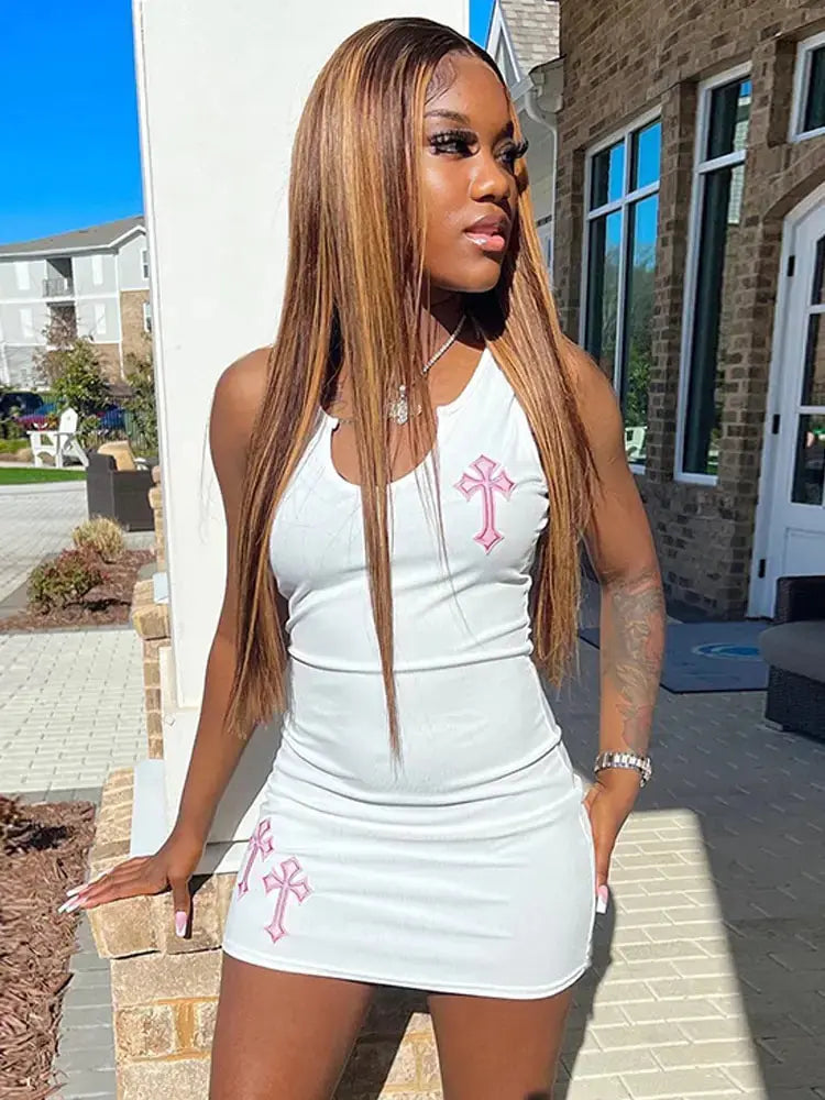 Cross Printed Mini Dress GLR SHOPPING