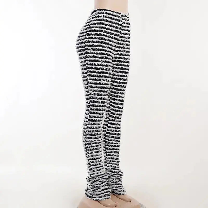 Casual Fleece Stripe Knitted Pants GLR SHOPPING