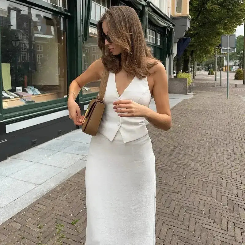 Chic Halter Tops And Slit Skirts GLR SHOPPING