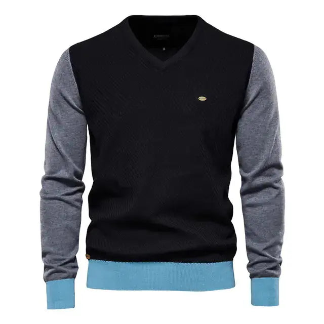 Spliced Cotton Men's Sweater GLR SHOPPING