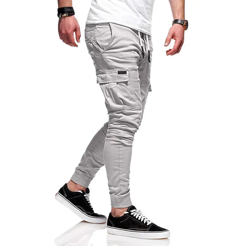 Men's Slim Fit Ankle-tied Pencil Pants with Drawstring and Side Pockets GLR SHOPPING