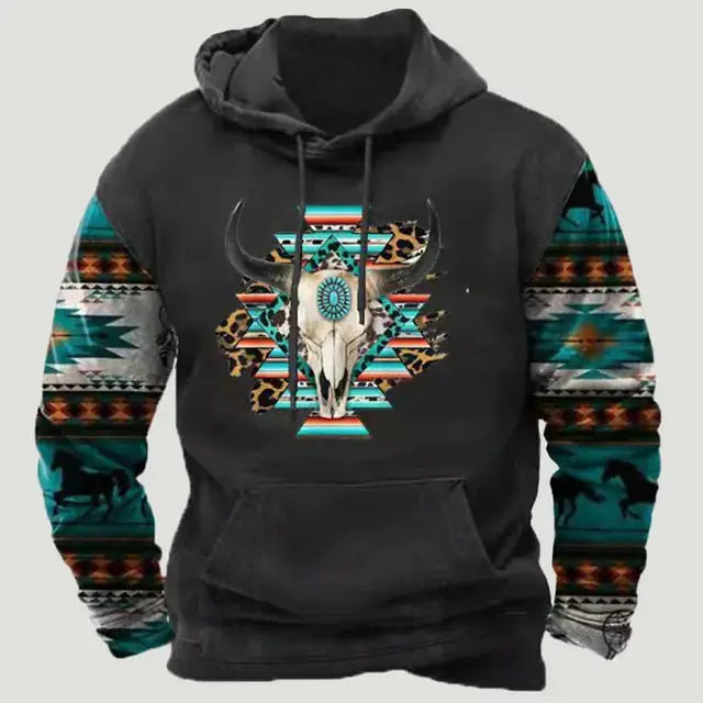 Western Aztec Patchwork Hoodie GLR SHOPPING