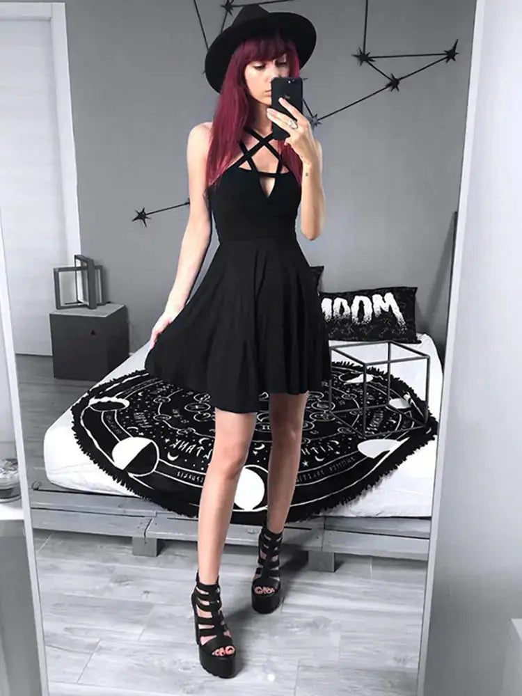 Pentagram Strap Gothic Dress GLR SHOPPING