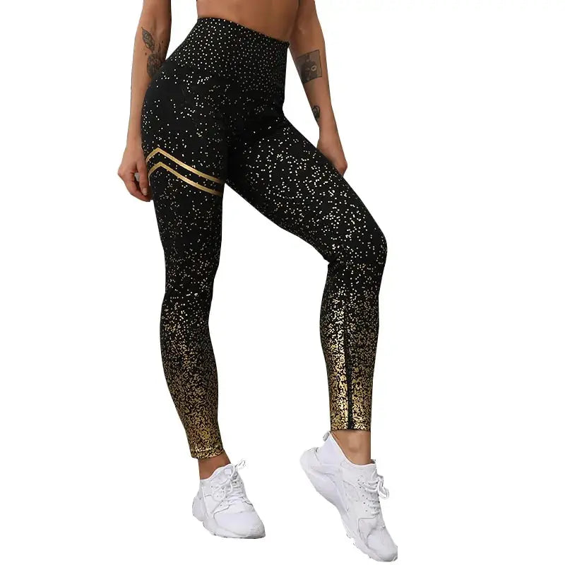NORMOV New Hotsale Women Gold Print Leggings No Transparent Exercise Fitness Leggings Push Up Workout Female Pants GLR SHOPPING