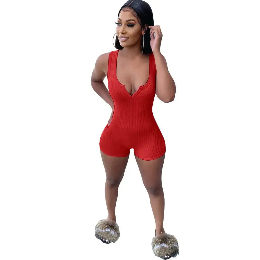 Summer Ribbed Knitted Playsuit GLR SHOPPING