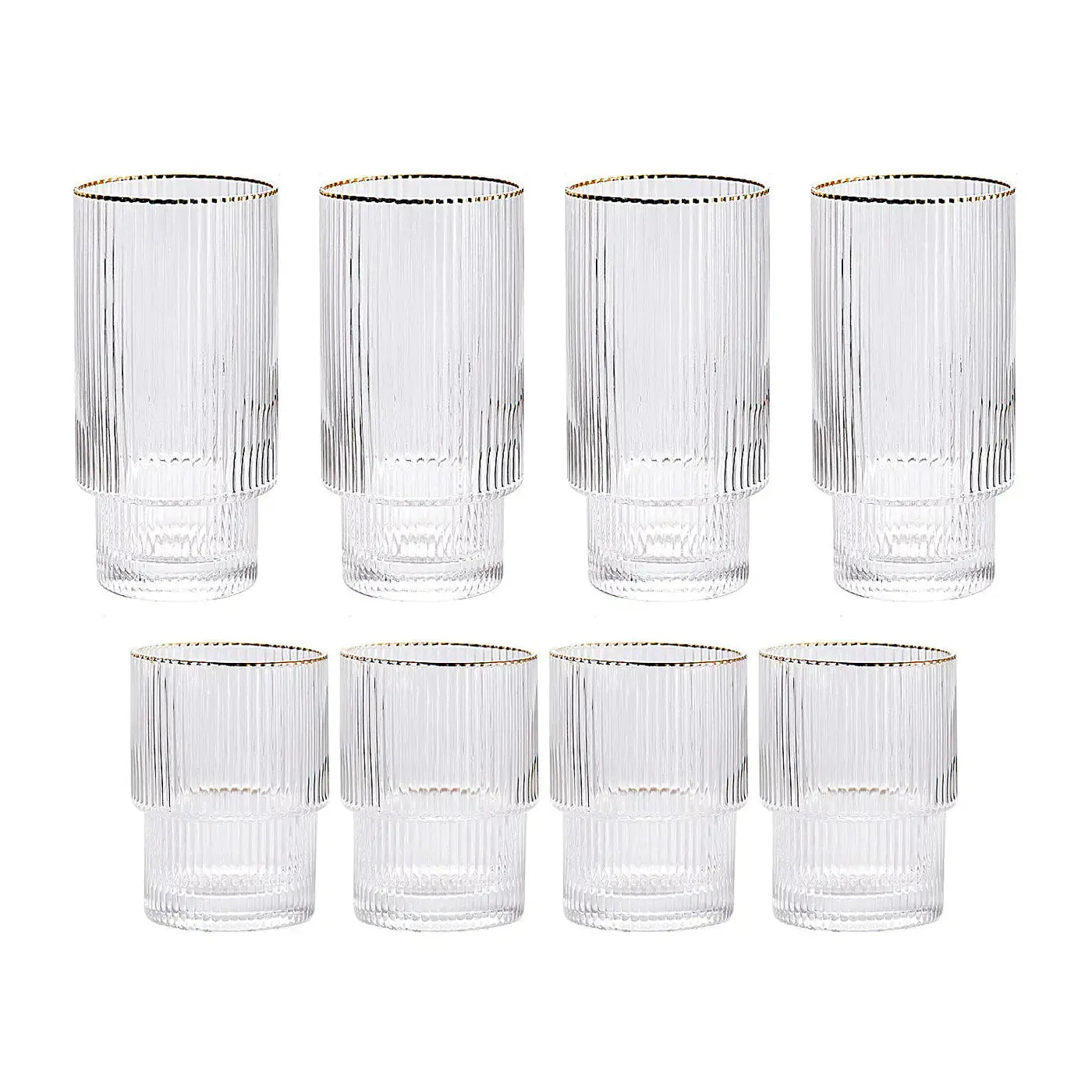 Stackable Gold Rim Ripple Drinking Glass GLR SHOPPING