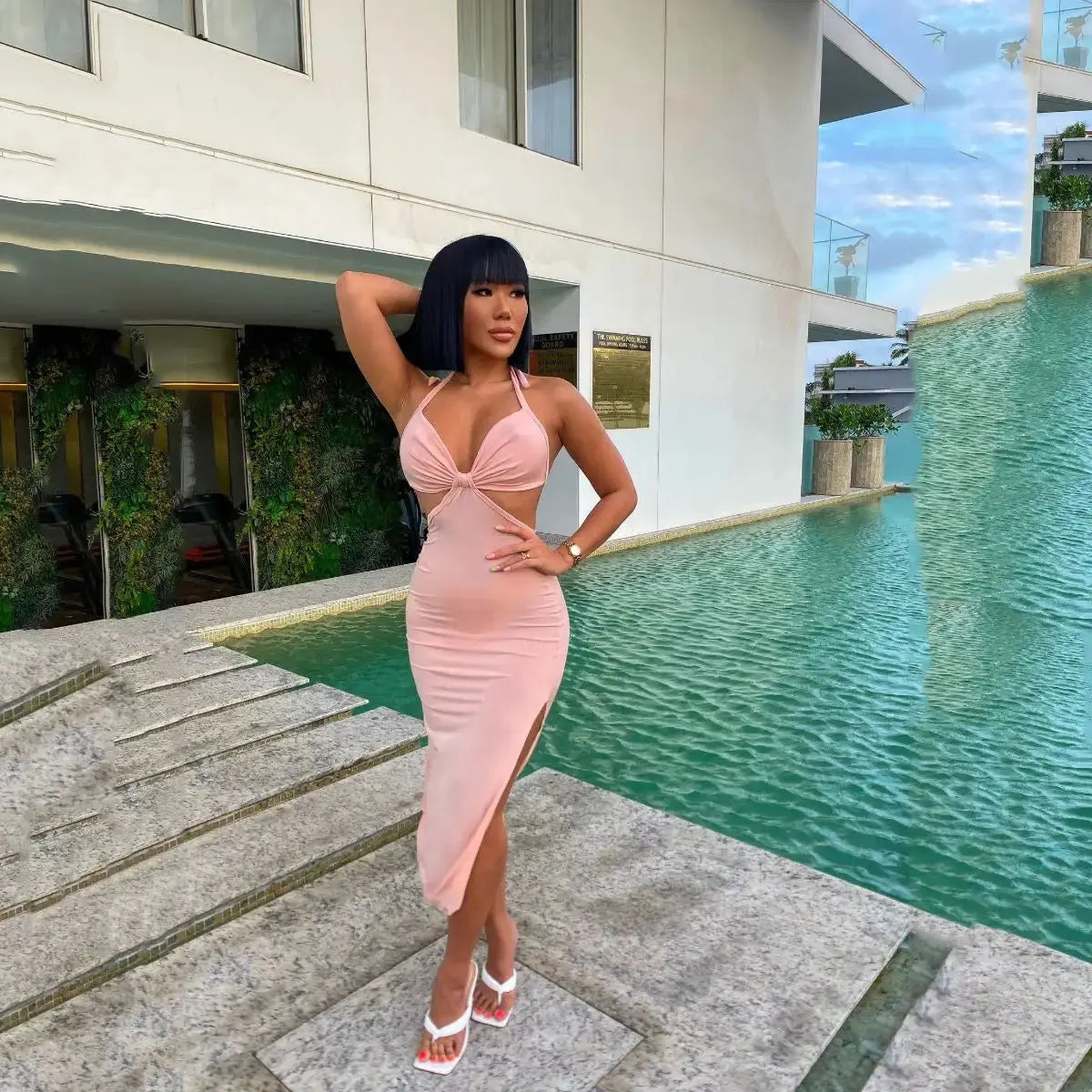 Holder Backless Slit Dress GLR SHOPPING