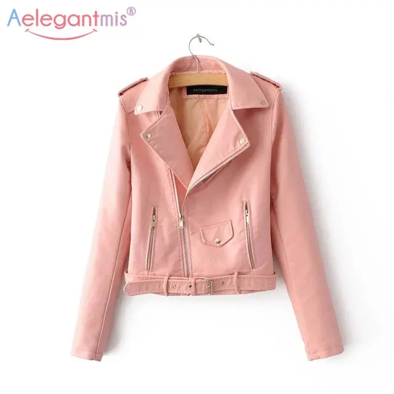 Autumn New Short Faux Soft Leather Jacket Women Fashion GLR SHOPPING