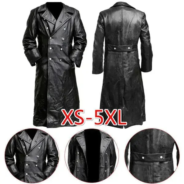 BLACK LEATHER TRENCH COAT GLR SHOPPING
