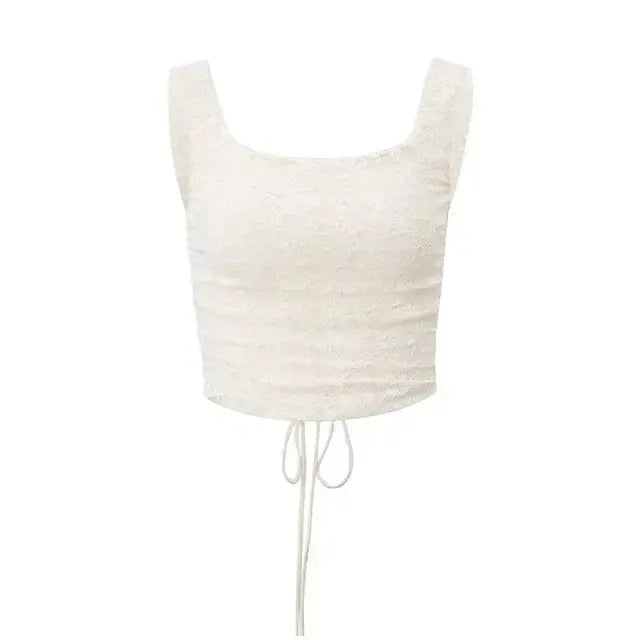 Aesthetic Square-Neck Bandage Backless Tank Top With Lace GLR SHOPPING