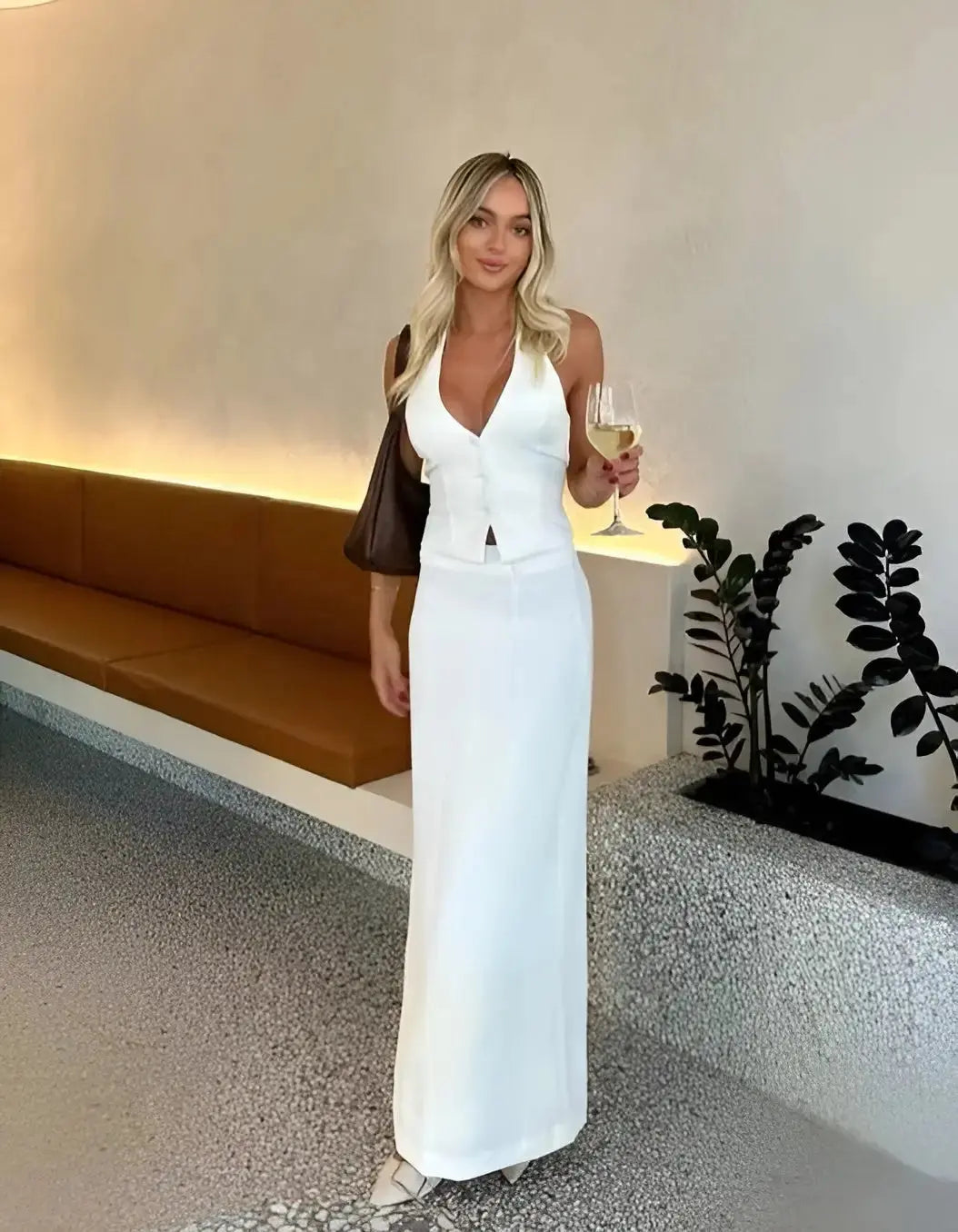 Chic Halter Tops And Slit Skirts GLR SHOPPING