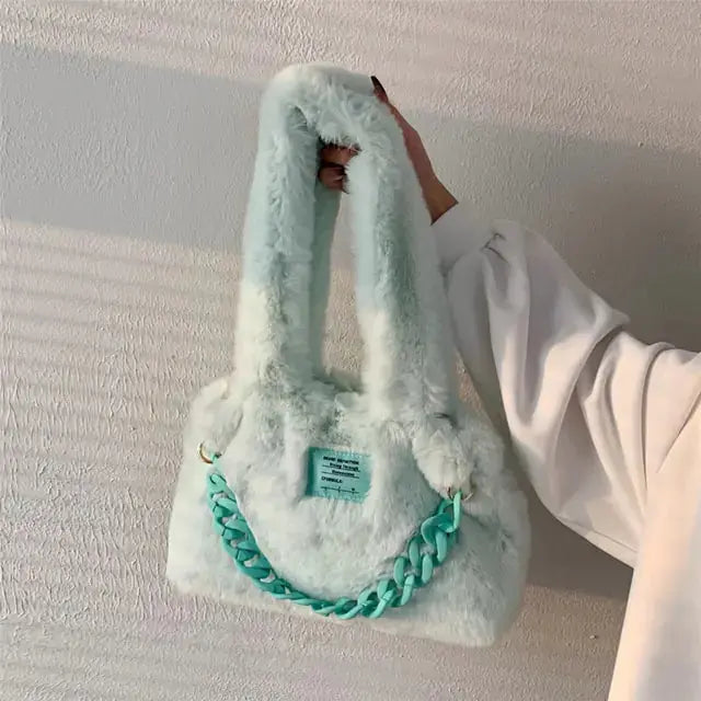 Fluffy Faux Fur Soft Shoulder Bags - GLR SHOPPING