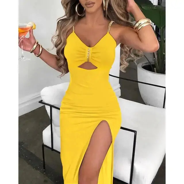 V-Neck High Slit Dress GLR SHOPPING