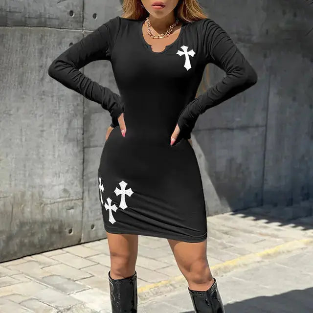 Cross Printed Mini Dress GLR SHOPPING