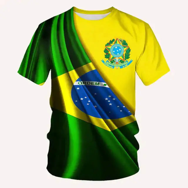 Camiseta Gola Redonda Masculina Brasil GLR SHOPPING