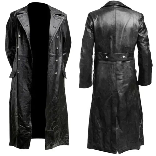 BLACK LEATHER TRENCH COAT GLR SHOPPING