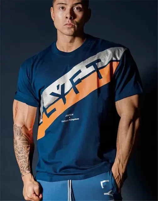 Japan & UK Summer Fitness Sport Running Men's Cotton Short Sleeve T-shirt GLR SHOPPING