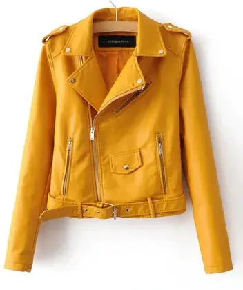 Autumn New Short Faux Soft Leather Jacket Women Fashion GLR SHOPPING
