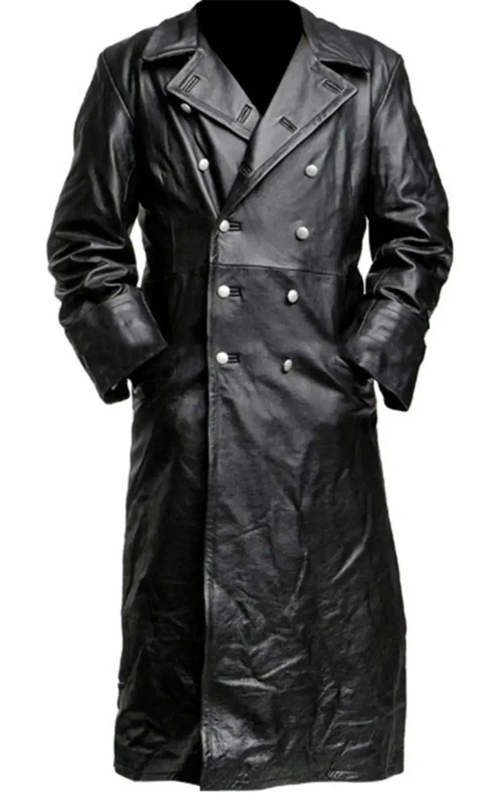 BLACK LEATHER TRENCH COAT GLR SHOPPING