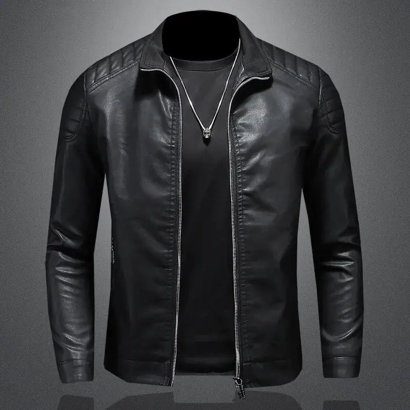 Men's Motorcycle Slim Streetwear PU Leather Jacket GLR SHOPPING