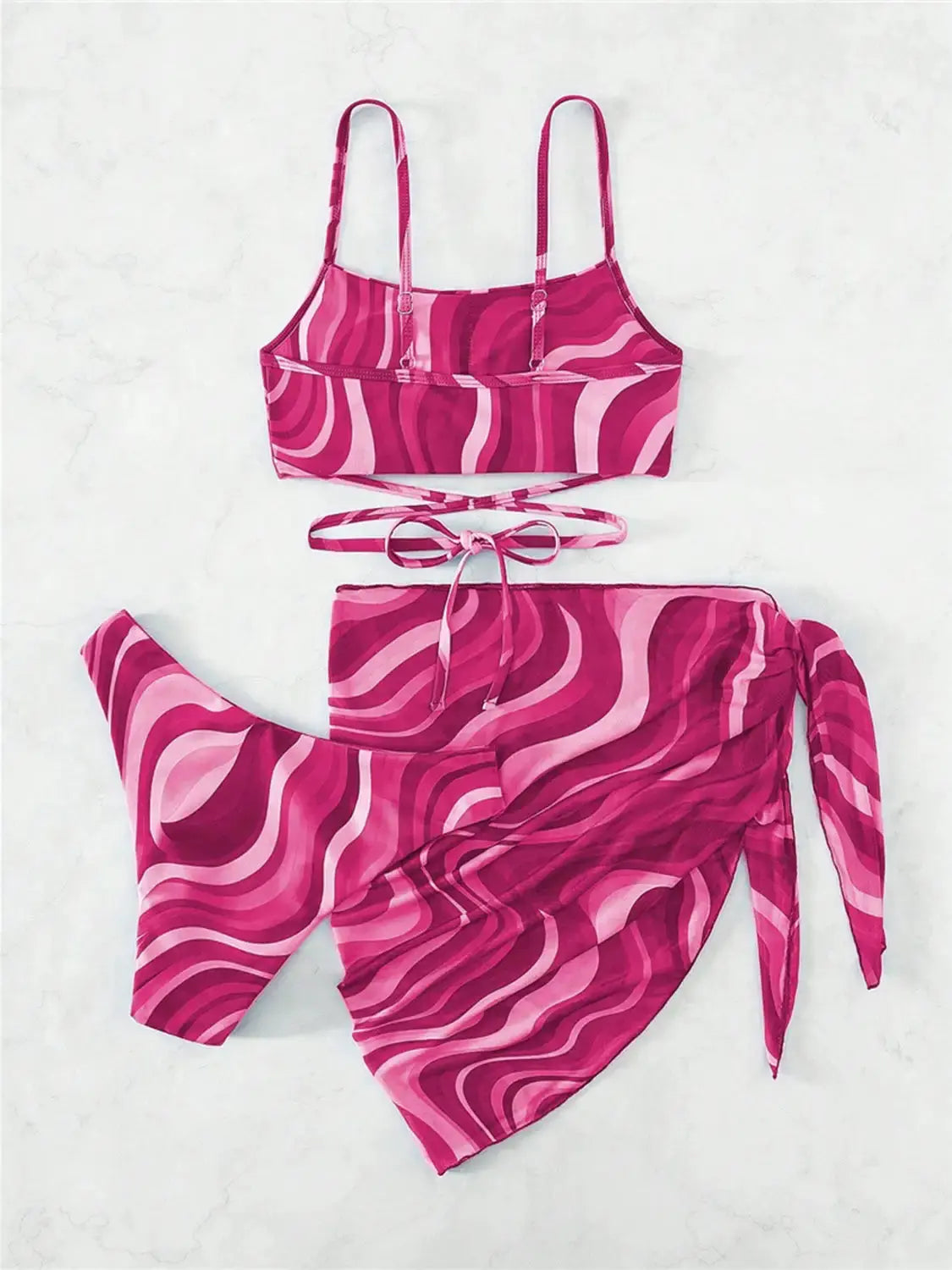 Tied Printed Three-Piece Swimsuit GLR SHOPPING