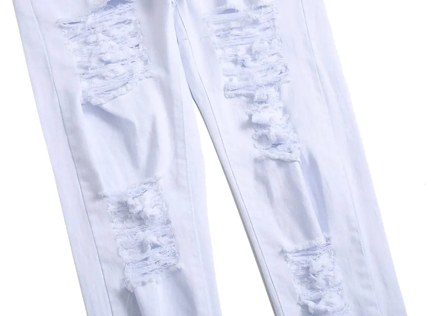 White Straight Jeans Ripped Distressed Jeans GLR SHOPPING