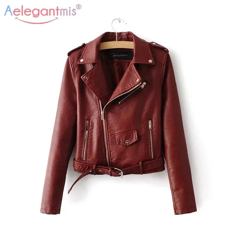 Autumn New Short Faux Soft Leather Jacket Women Fashion GLR SHOPPING