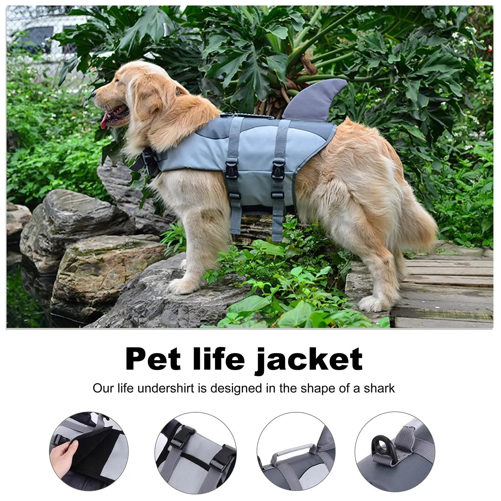 Adjustable Shark Vests For Dog GLR SHOPPING