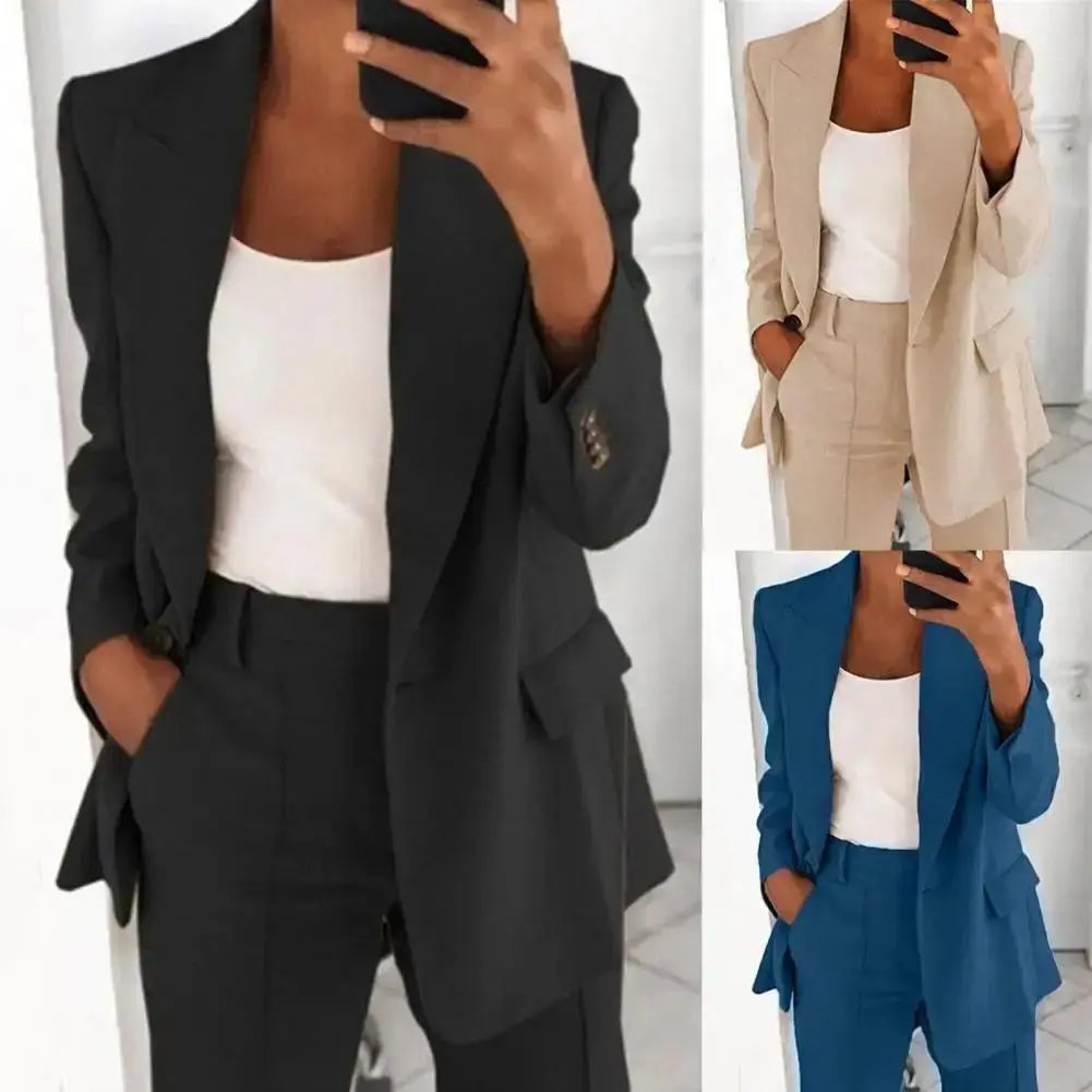 Solid Color Blazer Long Sleeve GLR SHOPPING